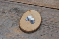 Image 4 of Large Blue and White Stripe Enamel Earrings