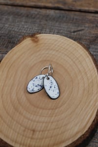 Image 3 of Small Blue and White Speckle Enamel Earrings