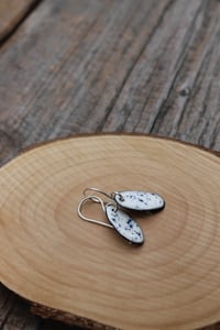 Image 2 of Small Blue and White Speckle Enamel Earrings