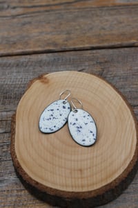 Image 1 of Large Blue and White Speckle Enamel Earrings