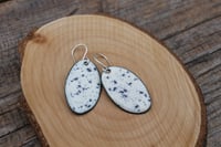 Image 4 of Large Blue and White Speckle Enamel Earrings