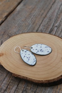 Image 3 of Large Blue and White Speckle Enamel Earrings