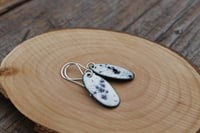 Image 3 of Medium Blue and White Speckle Enamel Earrings