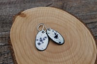 Image 5 of Medium Blue and White Speckle Enamel Earrings