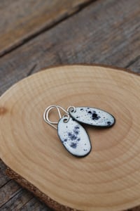 Image 1 of Medium Blue and White Speckle Enamel Earrings