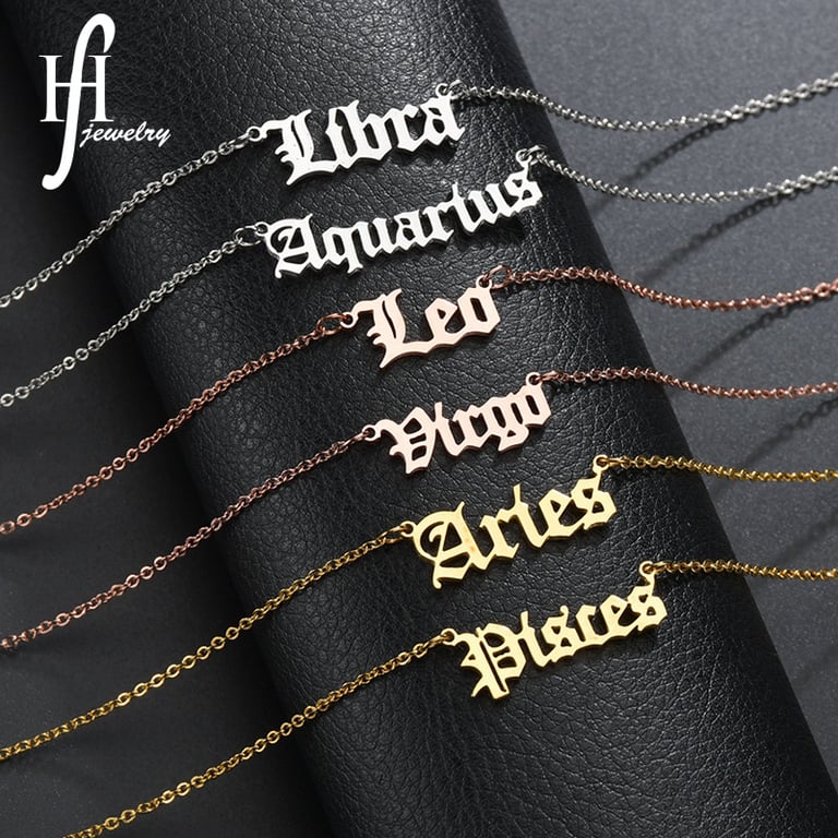 Custom Name Zodiac Sign Necklace