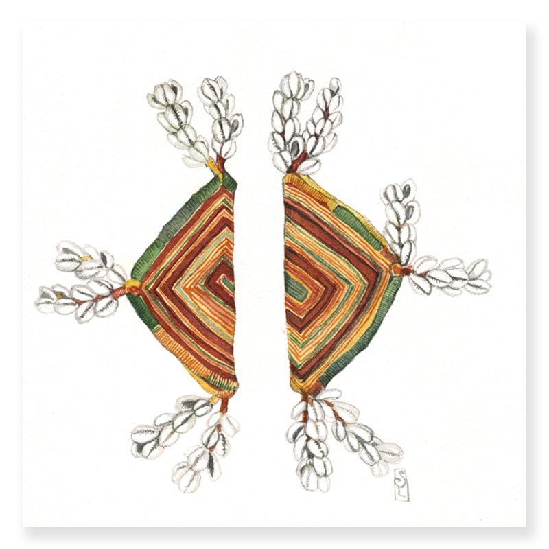 Image of Original Painting - "Banjara - Pièces textiles" - 20x20 cm