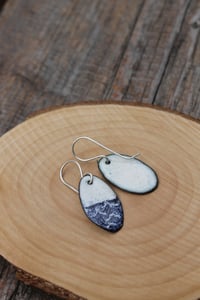 Image 3 of Medium Blue and White Wave Enamel Earrings