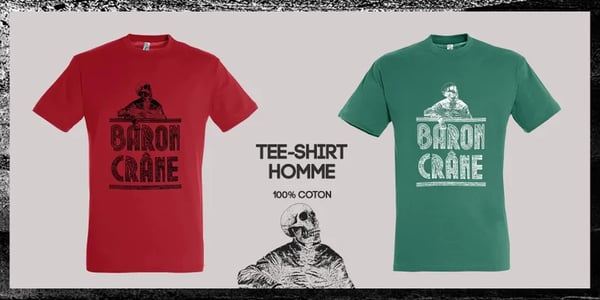 Image of T-Shirt Men - Baron Crâne logo : Red / Emerald 