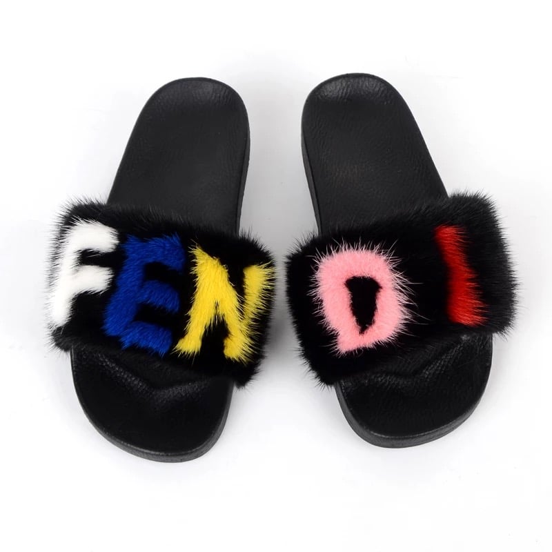fendi slide sandals fur