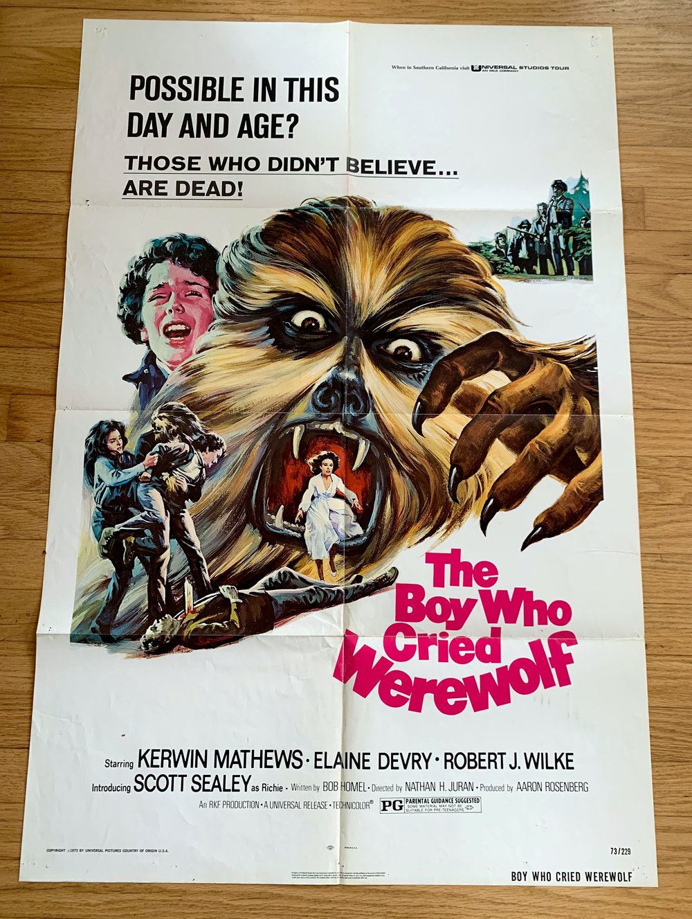1973 THE BOY WHO CRIED WEREWOLF Origonal U.S. One Sheet Movie Poster