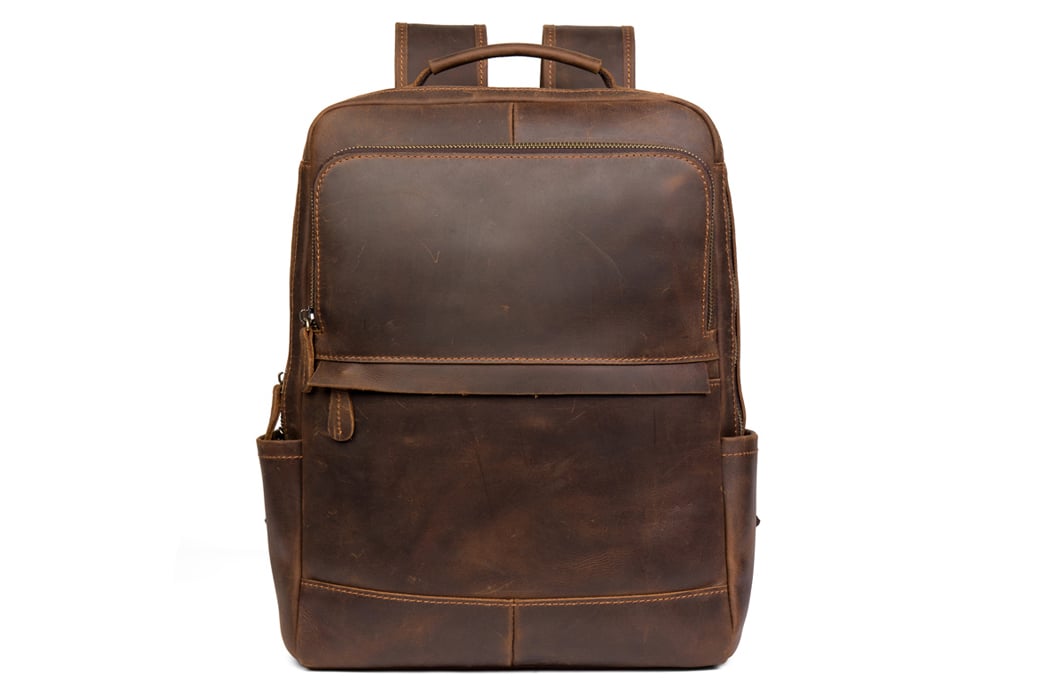 Handmade Crazy Horse Leather Backpack Laptop Backpack Travel Backpack  MSG7635