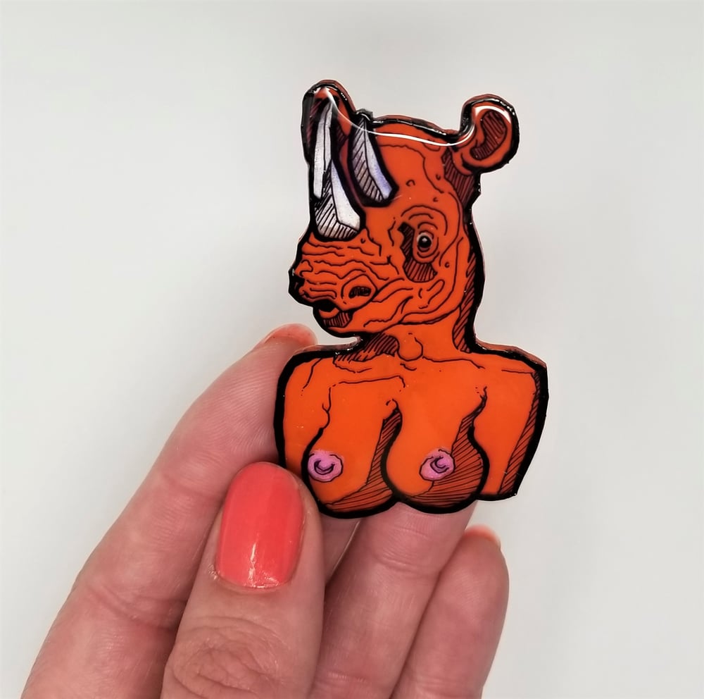 Image of Orange Rhino Pin