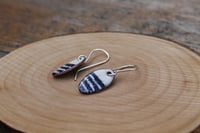 Image 2 of Small Blue and White Stripe Enamel Earrings