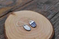 Image 3 of Small Blue and White Stripe Enamel Earrings