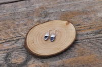 Image 4 of Small Blue and White Stripe Enamel Earrings