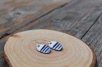 Image 5 of Small Blue and White Stripe Enamel Earrings