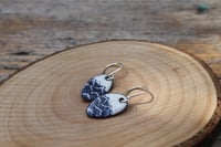 Image 3 of Small Blue and White Wave Enamel Earrings