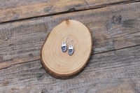 Image 5 of Small Blue and White Wave Enamel Earrings