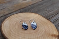 Image 4 of Small Blue and White Wave Enamel Earrings