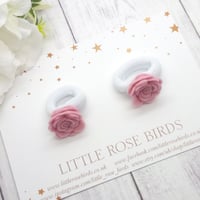 Image 1 of CHOOSE YOUR COLOUR - SET OF 2 My First Bobble Rose Pigtail Bows - Choice of 52 Colours