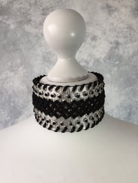 Wide silver & black collar with rhinestones