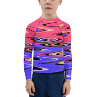 Image 1 of CRAZY WAVES BERRY KIDS RASH GUARD TOP 