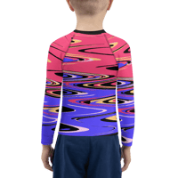 Image 2 of CRAZY WAVES BERRY KIDS RASH GUARD TOP 