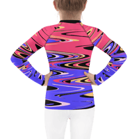 Image 3 of CRAZY WAVES BERRY KIDS RASH GUARD TOP 