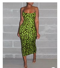 Image 1 of Making My Mark Green Leopard Print Dress