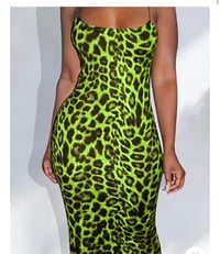 Image 2 of Making My Mark Green Leopard Print Dress