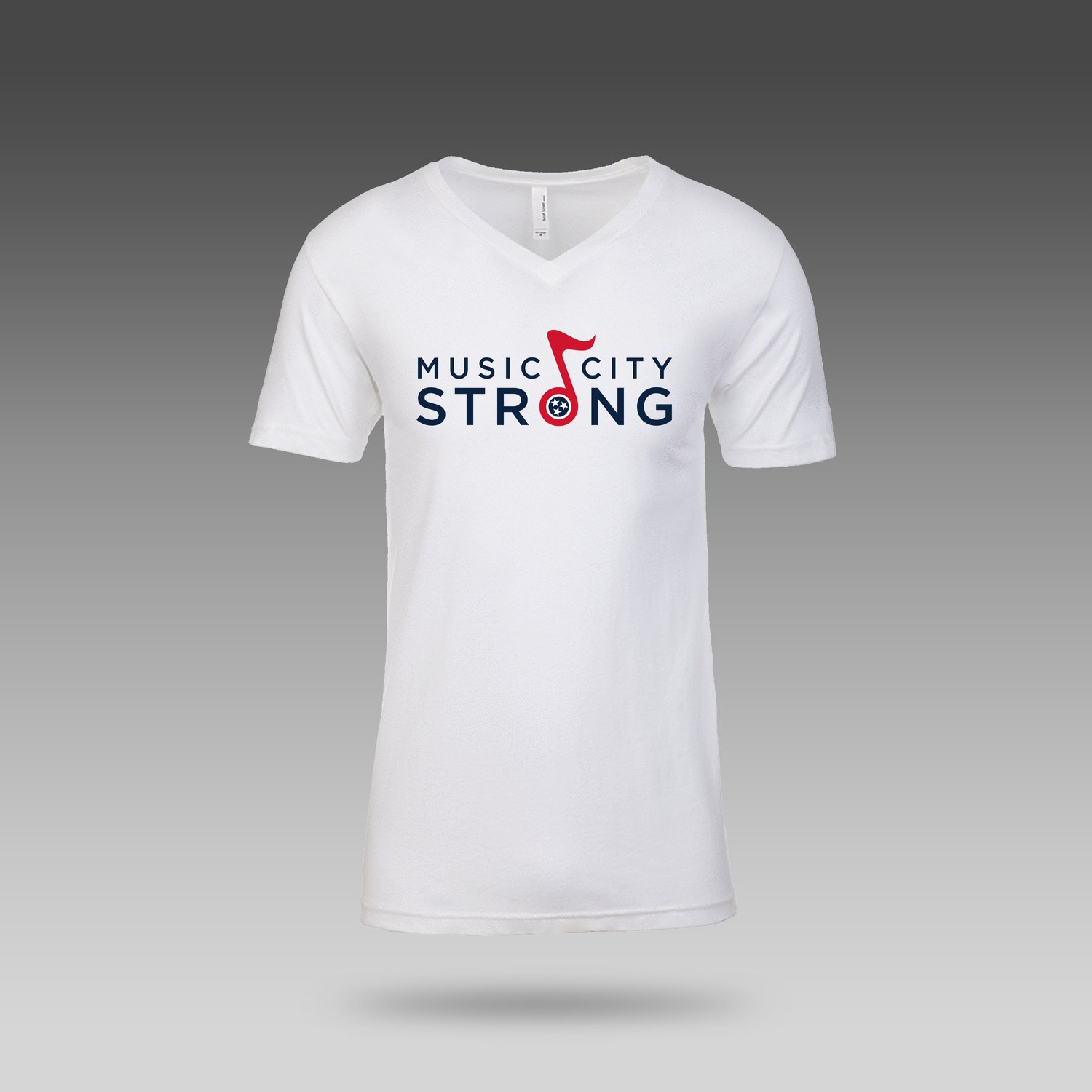 Image of Music City Strong™ Music Note V-Neck T-Shirt (White)