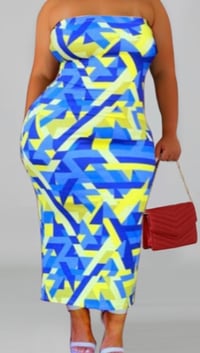 Blue/Yellow Ankle Dress