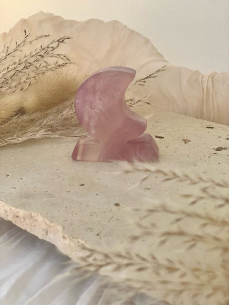 Image of Rainbow Fluorite Crescent Moon Carvings 