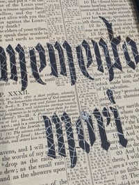 Image 2 of "Memento MORI" 1800's bible page with preserved spider web 