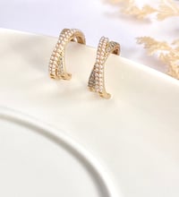 Image 1 of Pearl & Crystal Hoop Earrings