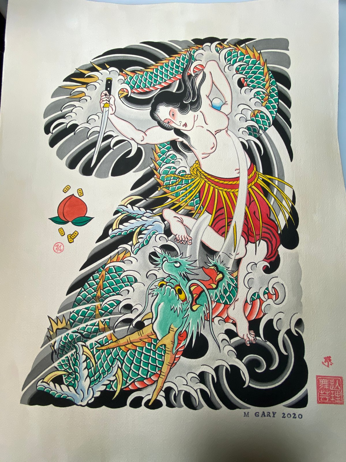 Image of Tamatori escaping from dragon