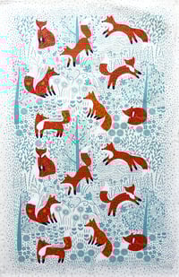 Image 1 of Woodland Foxes Tea Towel