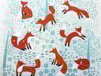 Image 2 of Woodland Foxes Tea Towel