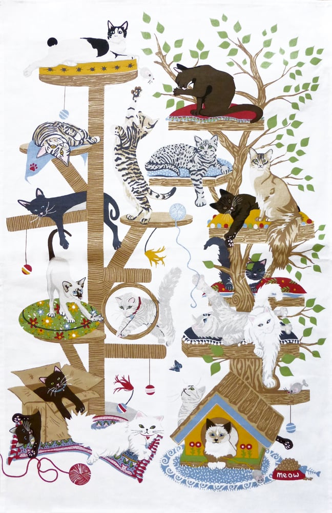 Image of Playful Cats Tea Towel