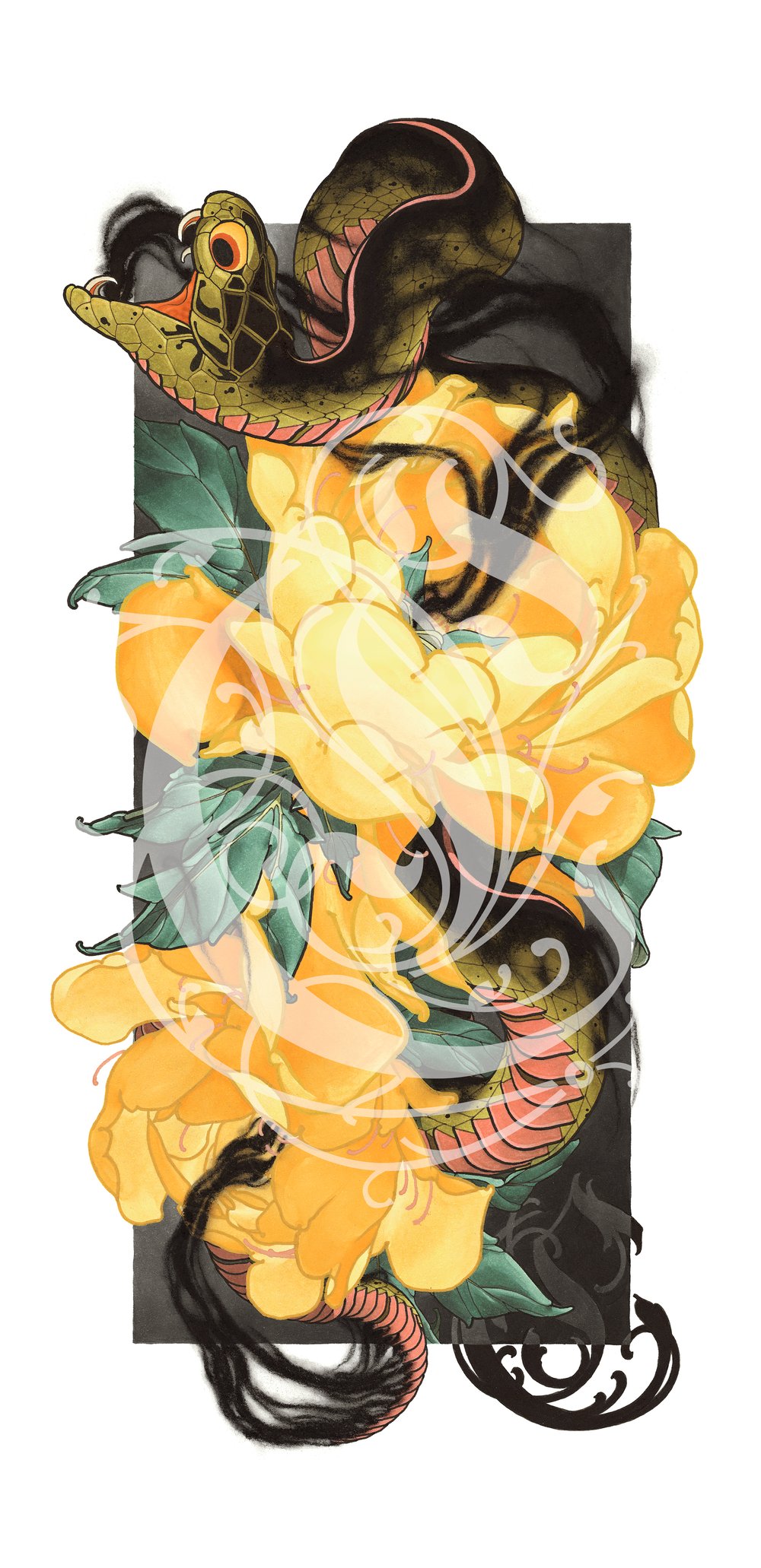 Image of 9 1/3x19 1/2" Smokey Snake Fine Art Print 