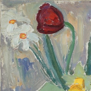 Image of 1945, Swedish Painting, 'Spring Flowers,' WILHELM H SKOGLUND.
