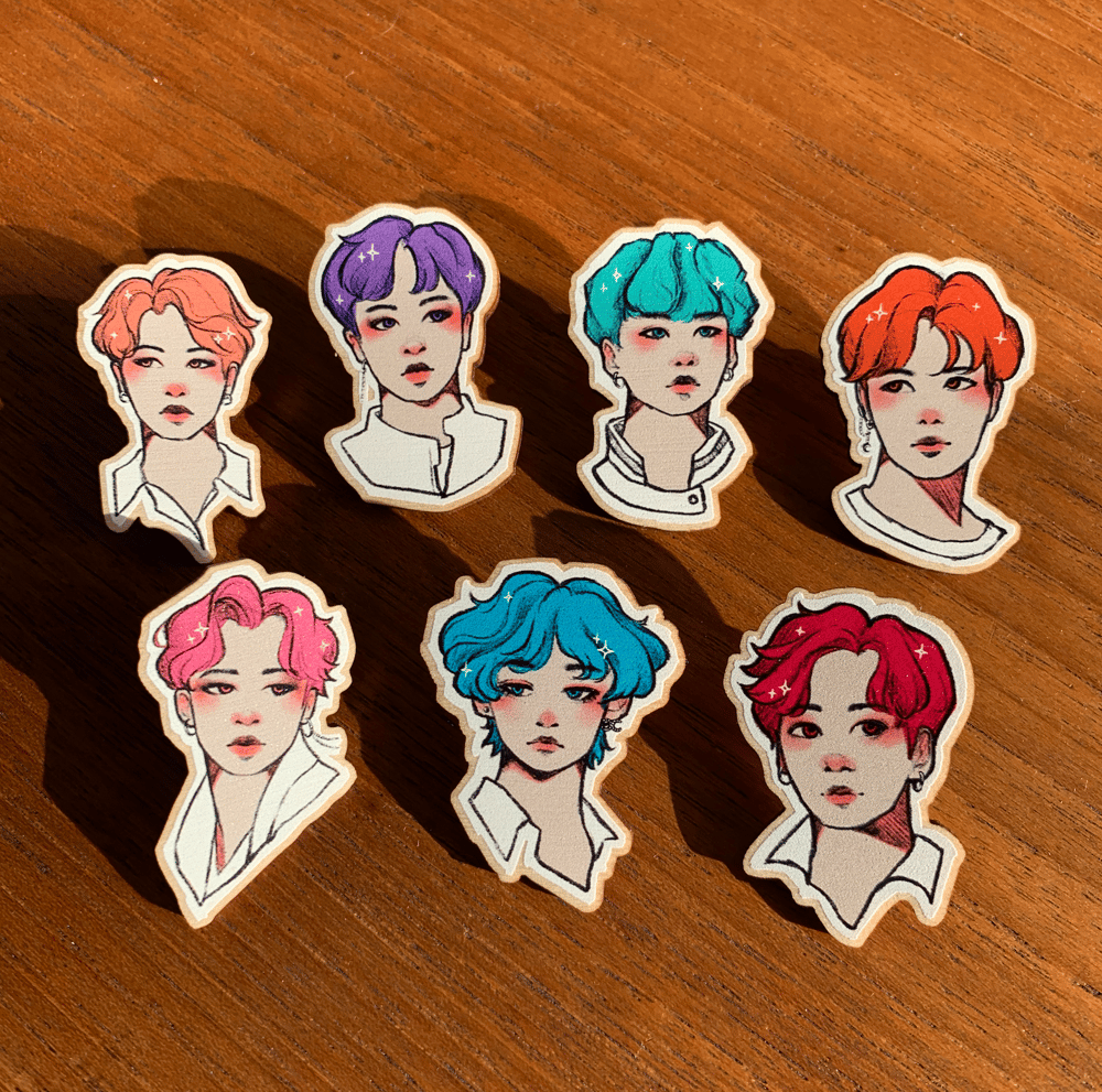 Image of Rainbow Bangtan Wooden Pins