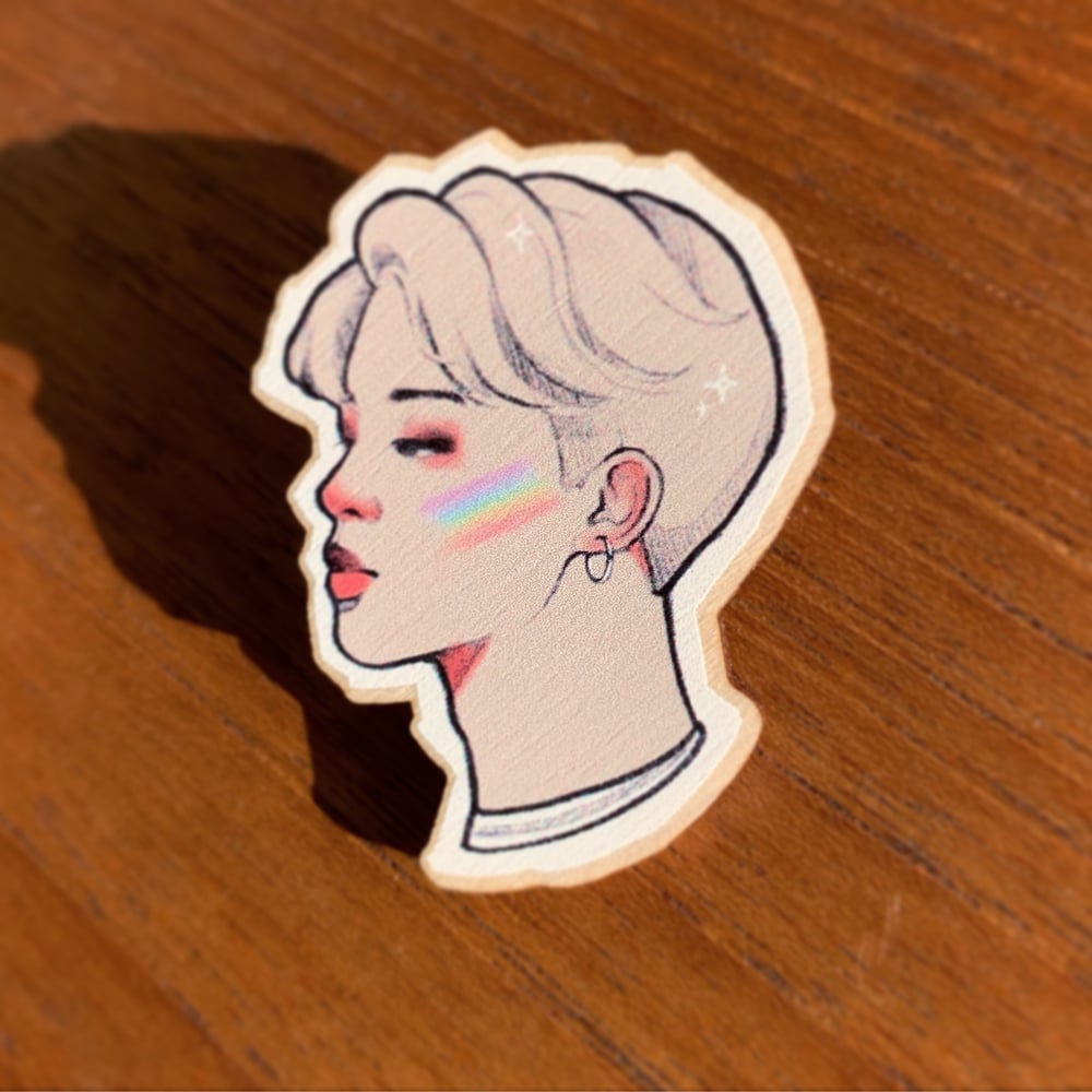 Image of Rainbow Jimin Wooden Pin