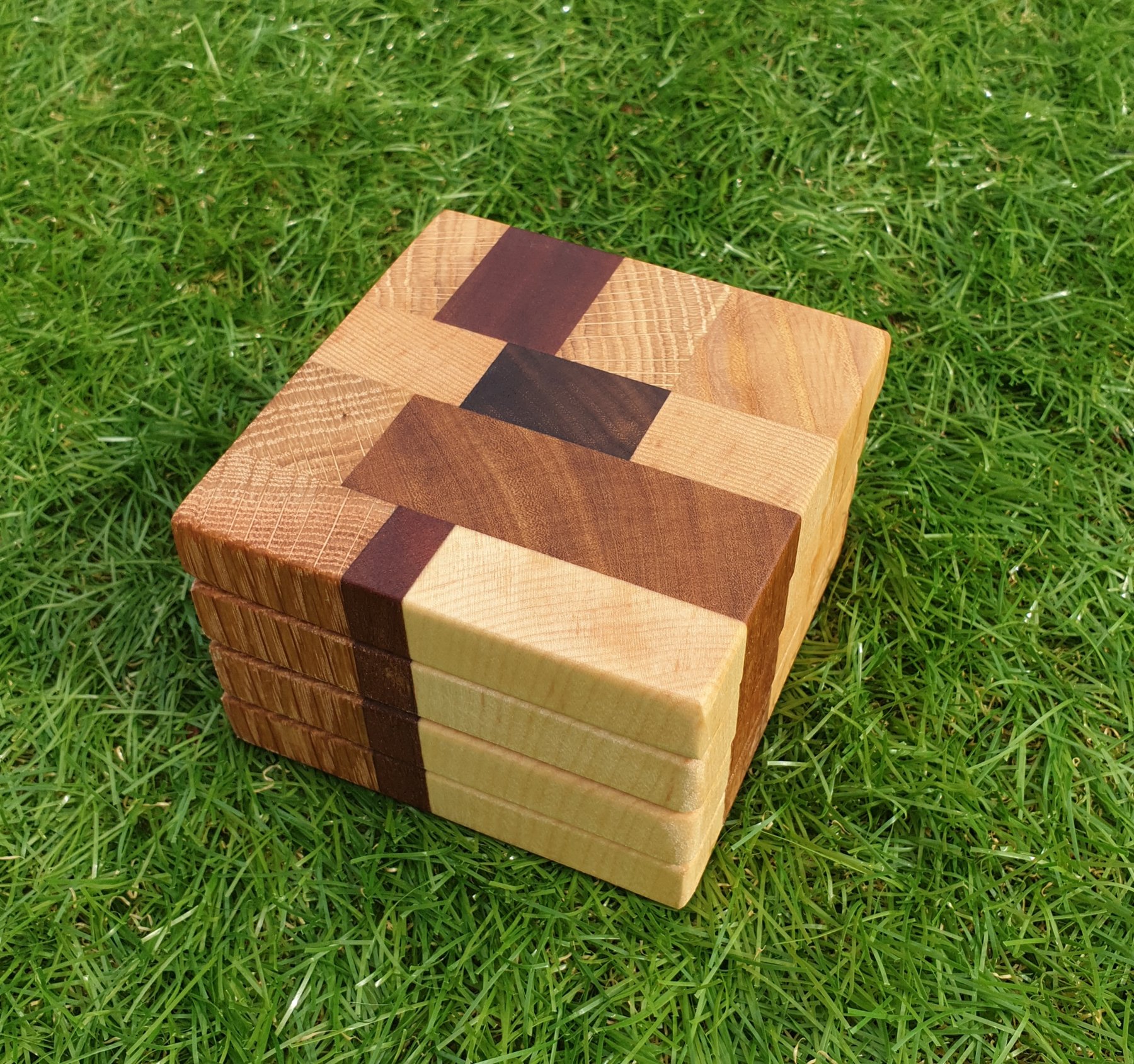 Walnut & Maple Wood Coasters End Grain Set of 4