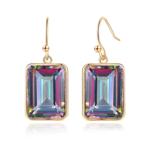 Image of Emerald Cut Mystic Topaz Drop Earrings