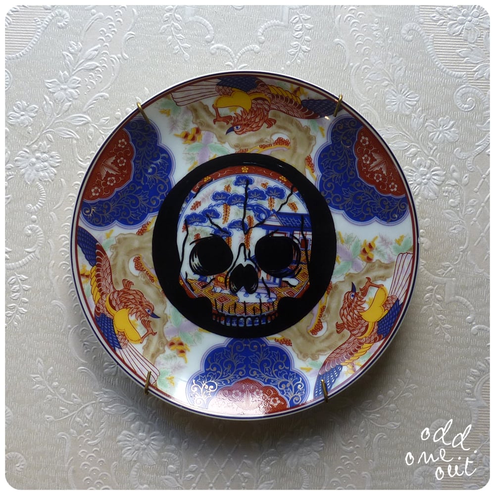Image of Skully - Hand Painted Vintage Plate