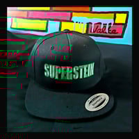 Image 3 of SUPERSTEIN BASEBALL CAP SNAP BACK FITS ALL WITH SUPERSTEIN LOGO EMBROIDERY IN SILVER & GREEN.