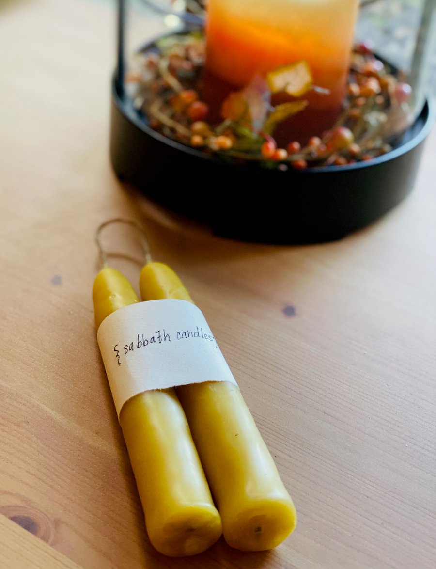 Image of Hand-Dipped Beeswax Taper Candle Set, "Daniel's Candles"