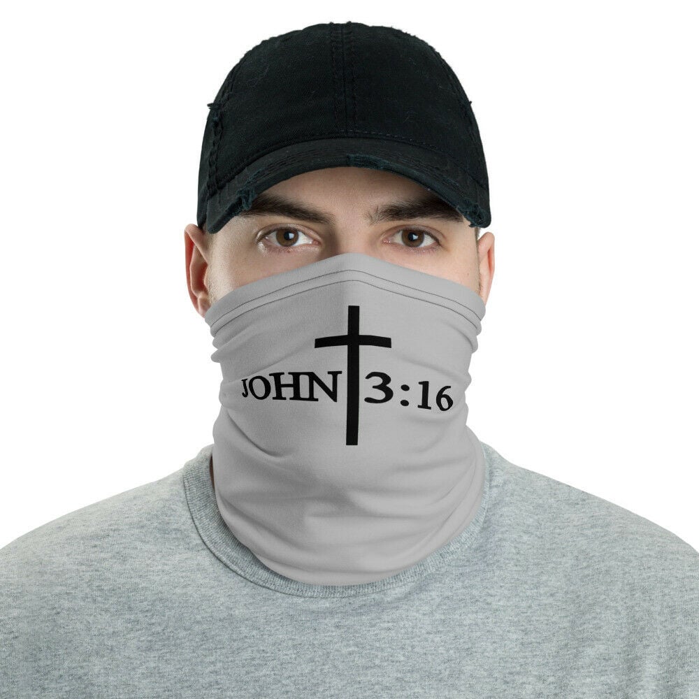 Image of John 3:16 Face Mask Neck Gaiter Gray